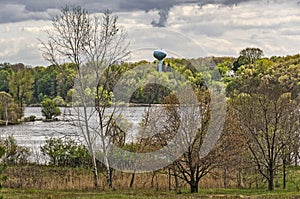 Blue Water Tower at the Lake