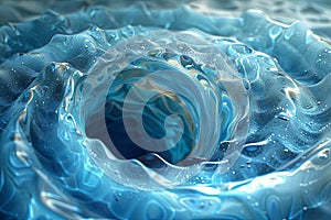 Blue water vortex with a hole in the middle