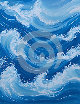 Blue water wave line deep sea pattern background banner vector illustration. blue ocean waves with white foam in illustration