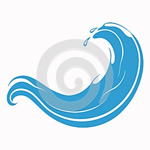 Blue water wave vector on white background