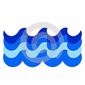 Blue water wave vector on white background
