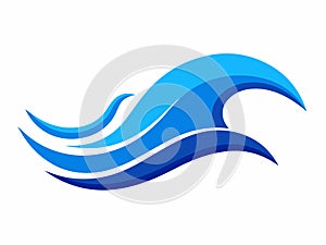 Blue water wave vector on white background