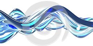 Blue water wave on white background. Clean crystal liquid