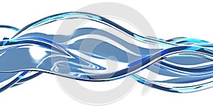 Blue water wave on white background. Clean crystal liquid