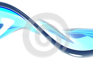 Blue water wave on white background. Clean crystal liquid