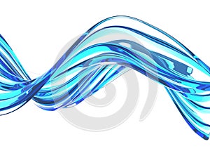 Blue water wave on white background. Clean crystal liquid