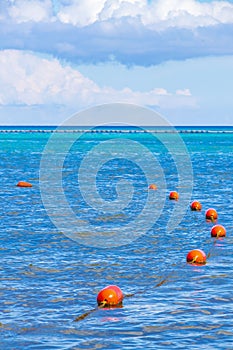 Blue water waves and ocean with buoy and ropes Mexico