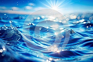 Blue Water Waves with Ripples Calm Sea Texture