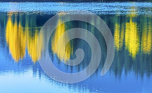 Blue Water Yellow Trees Abstract Gold Lake Autumn Snoqualme Pass