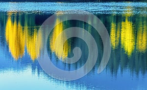 Blue Water Yellow Trees Abstract Gold Lake Autumn Washington