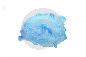 Blue watercolor abstract paint stroke on white background