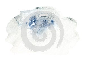 Blue watercolor background. Splash abstract shape drawing.
