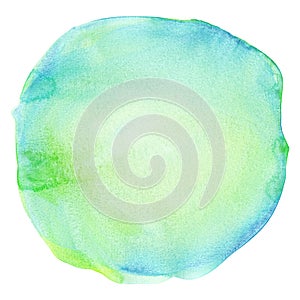 Blue watercolor brush stroke splash circle.