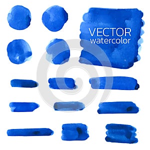 Blue watercolor brush strokes.Vector brush stroke for design