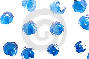 Blue watercolor circle isolated on white background. purple