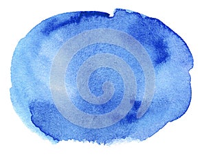 Blue watercolor clip art hand paint on white background, artistic brush strokes