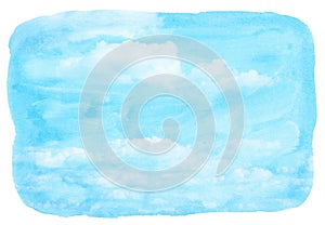 Blue watercolor cloud and sky. photo