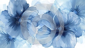 Blue Watercolor Flowers in Full Bloom