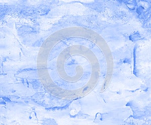 Blue watercolor paint background, lettering scrapbook sketch.