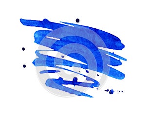 Blue watercolor stain with aquarelle paint blotch