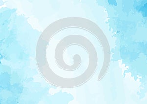 Blue watercolor wet wash splash on white background. Vector illustration