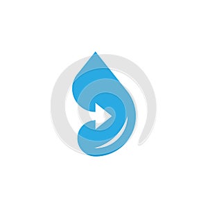 Blue waterdrop with arrow logo vector