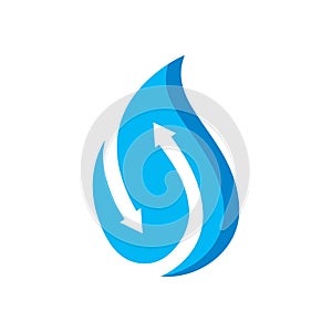 blue waterdrop combined with arrow logo vector icon