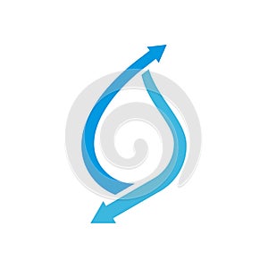 blue waterdrop combined with arrow logo vector icon