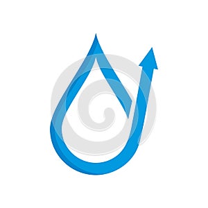 blue waterdrop combined with arrow logo vector icon