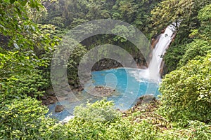 Blue waterfall in Costa rica photo