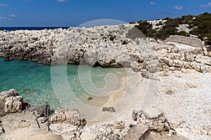 Blue waters of Alaties Beach, Kefalonia, Greece photo