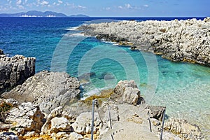 Blue waters of Alaties Beach, Kefalonia photo