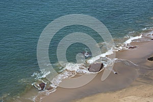 Blue waters of the Arabian sea at Cola beach, Goa, India