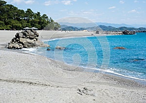 Blue waters of Katsurahama beach, a famous scenic spot on the outskirts of Kochi city