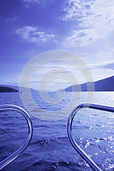 Blue waterscape from boat