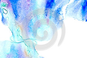 Blue watery illustration. Abstract watercolor