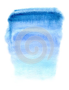 Blue watery illustration. Abstract watercolor hand drawn image.