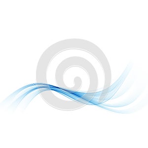 Blue wave.Abstract white background with blue wavy curved lines.