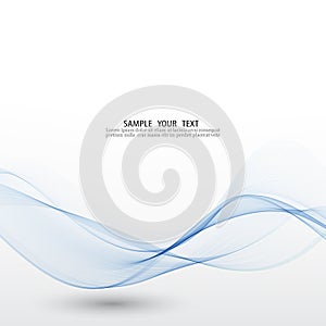 Blue wave.Abstract white background with blue wavy curved lines.