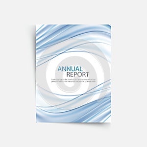 Blue wave annual report cover template. Brochure, flyer template layout, vector leaflet abstract background