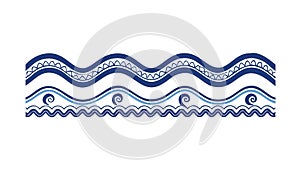 Blue Wave Border Pattern Decorative Art, vector design Generative AI