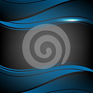 Blue wave design element on dark background abstract vector