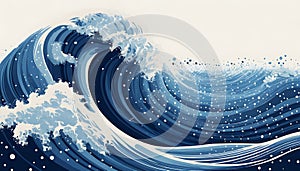 Blue Wave with Dotted Patterns on the Surface