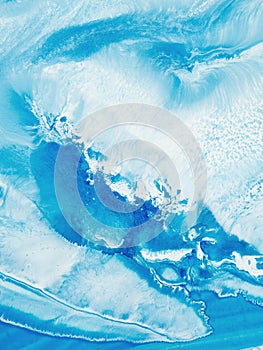 Blue wave, fluid art, creative abstract hand painted background, marble texture, abstract ocean