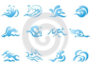 Blue wave icons