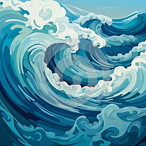 blue wave  illustration that depicts the beauty and power of the ocean