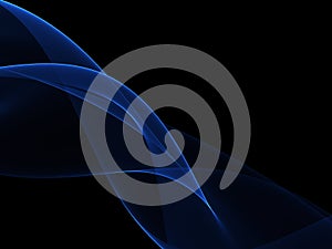 Blue wave light abstract of black background