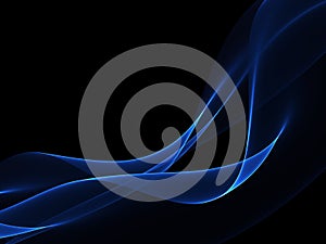 Blue wave light abstract of black background
