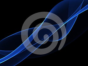 Blue wave light abstract of black background