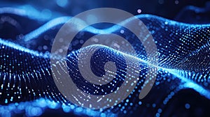 Blue wave particle flowing data technology background